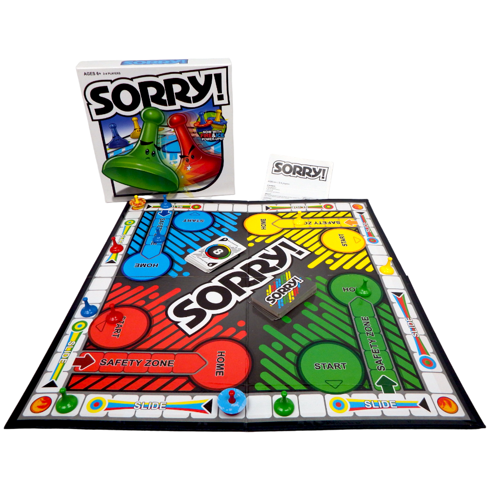 Sorry Fire and Ice Power-Ups Board Game for Party 6+ Years, 2-4 Players