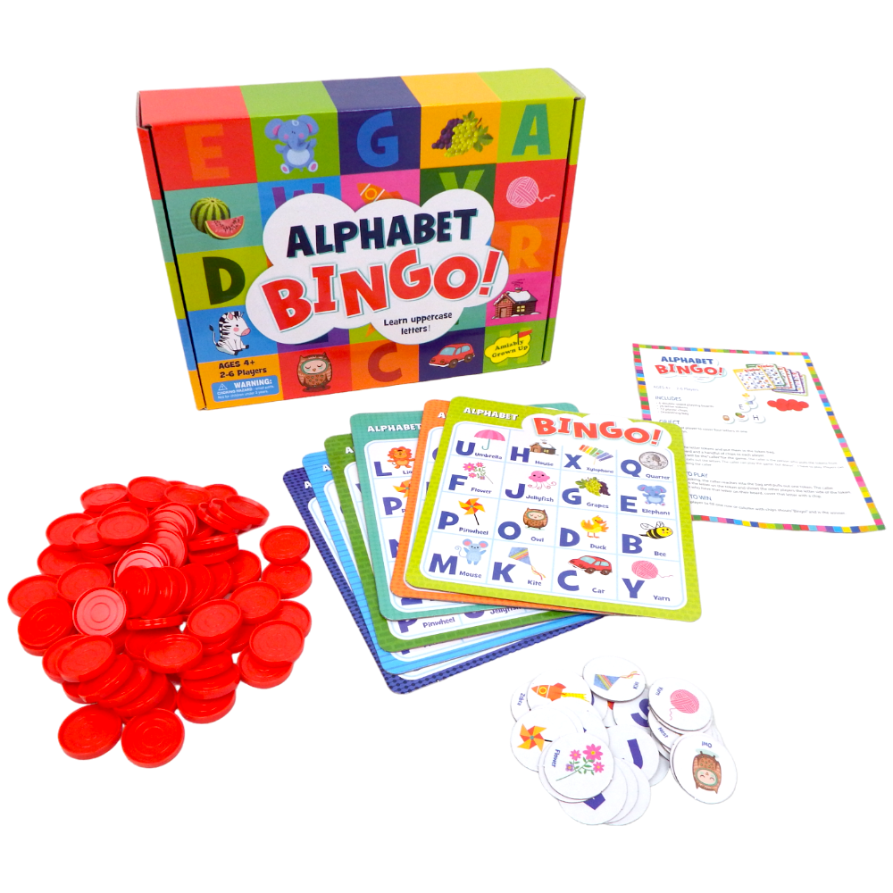 لعبة لوح بينغو الأبجدي للأطفال من 4 سنوات فما فوق، من 2 إلى 6 لاعبين.