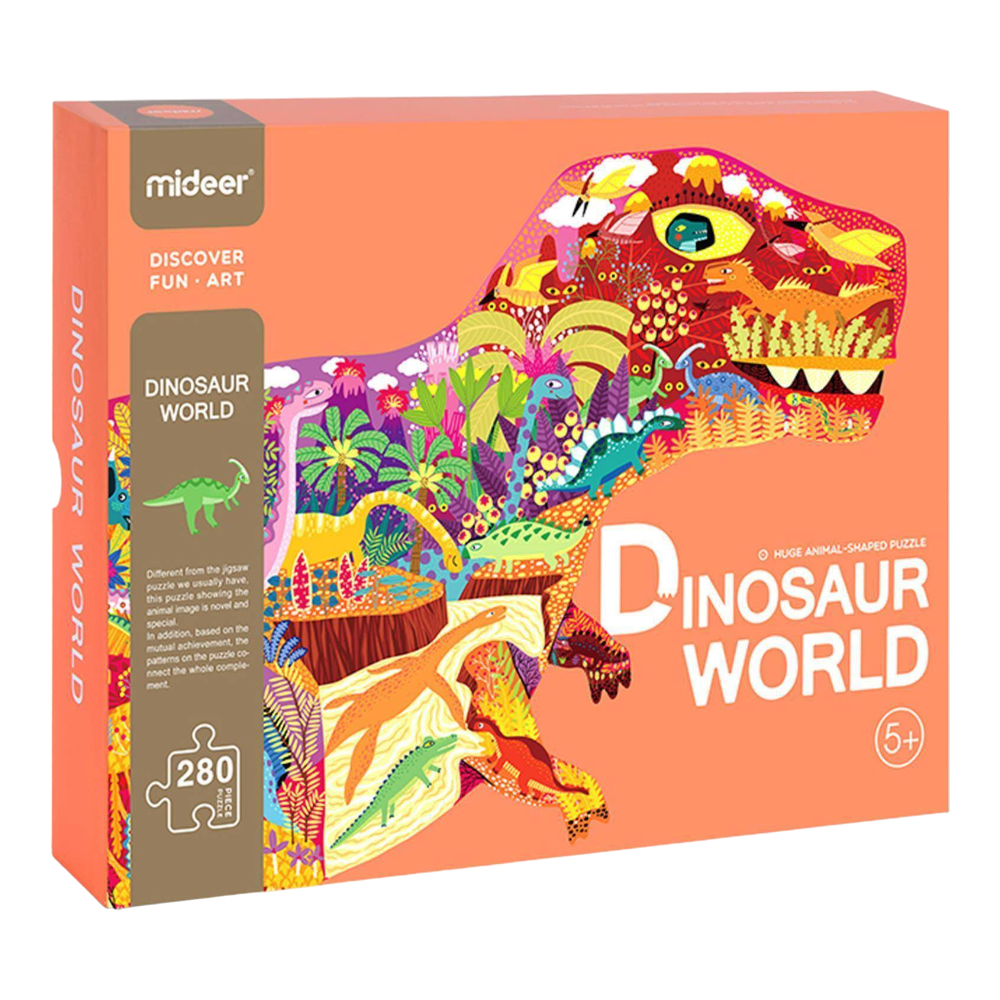 mideer Puzzle 280 Pieces Huge Animal-Shaped Dinosaur World