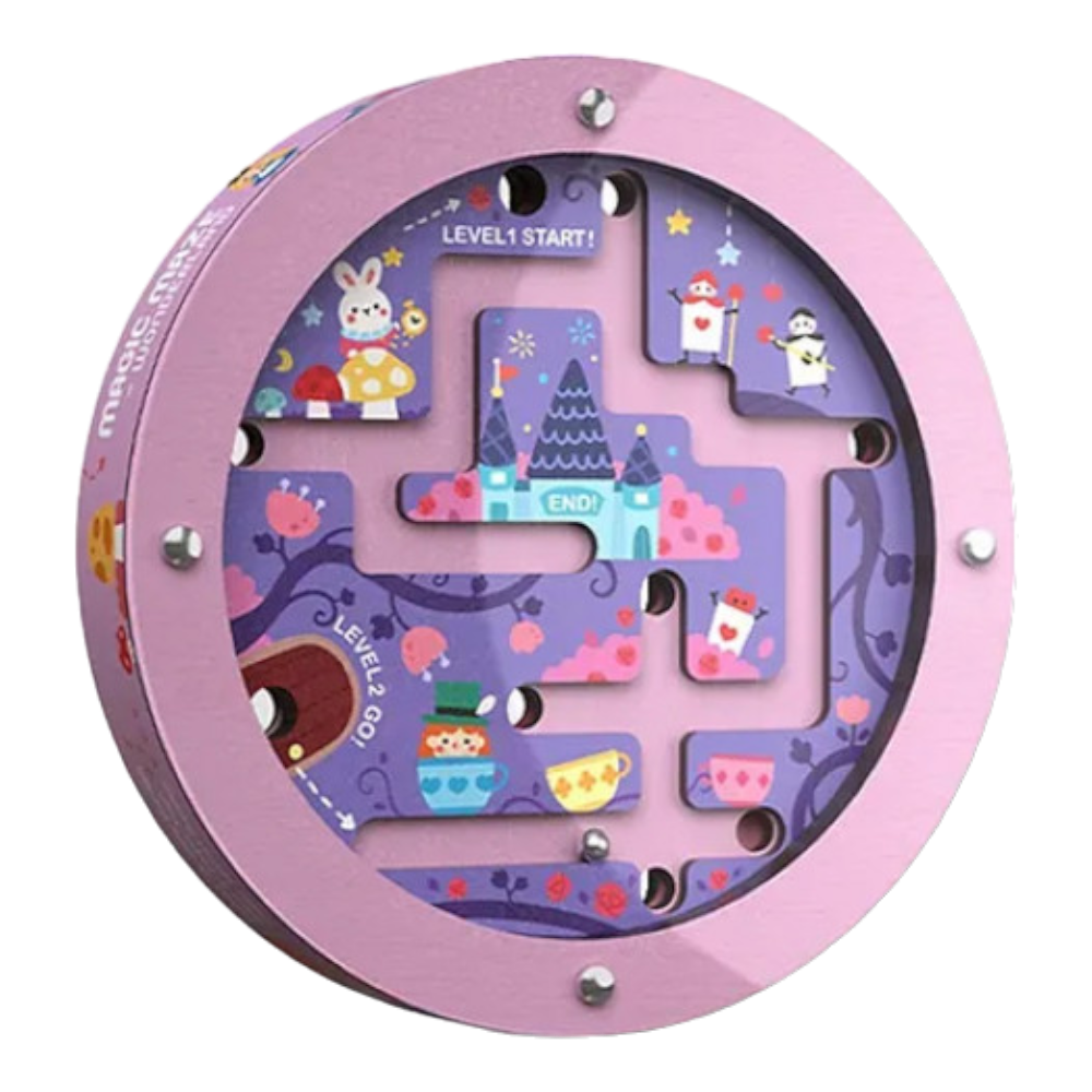 mideer Ball Maze Game for Kids Age 3 Years+ Children Portable Travel Toy, Learn Balance Ball, Obstacle Run, Double Sided, 3 Levels Problem Solving Training, Themed Activity Puzzle (Wonderland) 