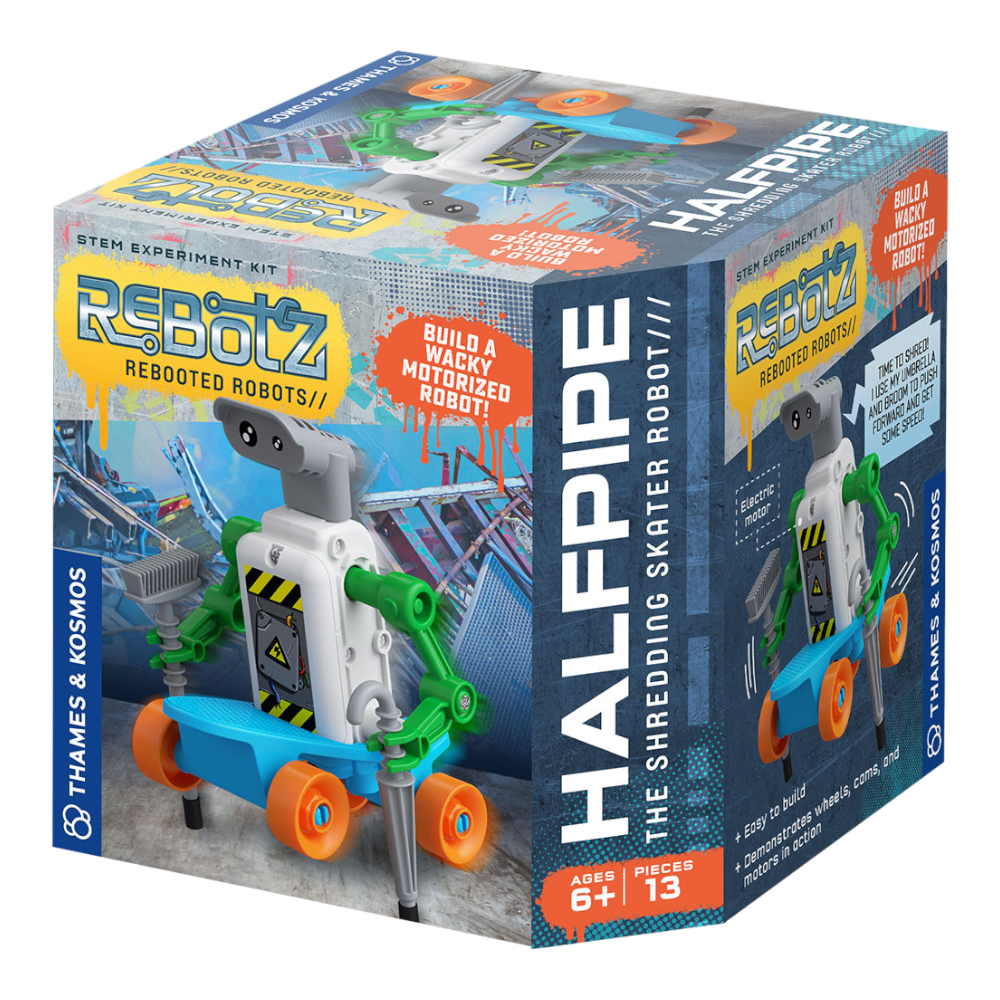 THAMES & KOSMOS ReBotz Halfpipe - The Shredding Skater Robot | Build a Wacky Motorized Robot! | Collect All 4 | Combine to Make New Robotic Creations | Great for Gift, Age 6+ Years