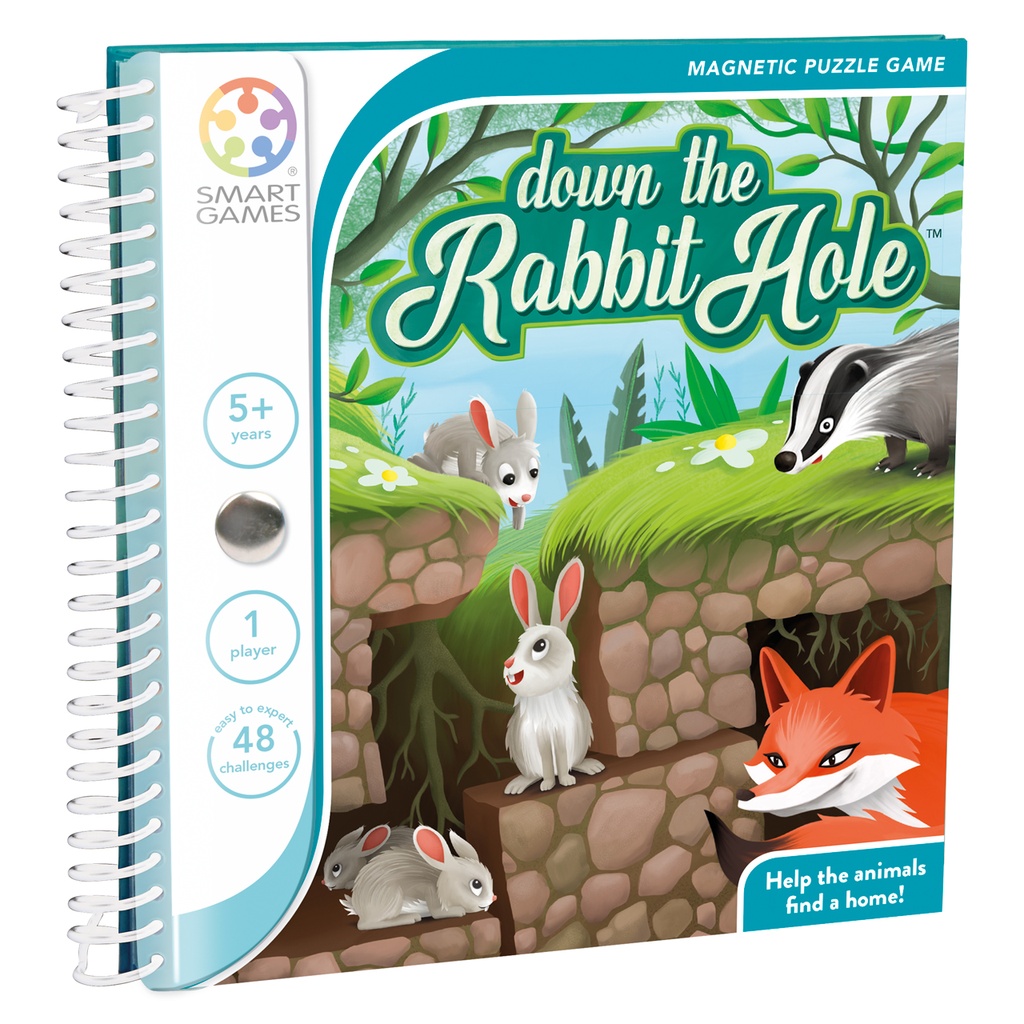 SmartGames Down the Rabbit Hole Magnetic Travel Game with 48 Challenges for Ages 5+