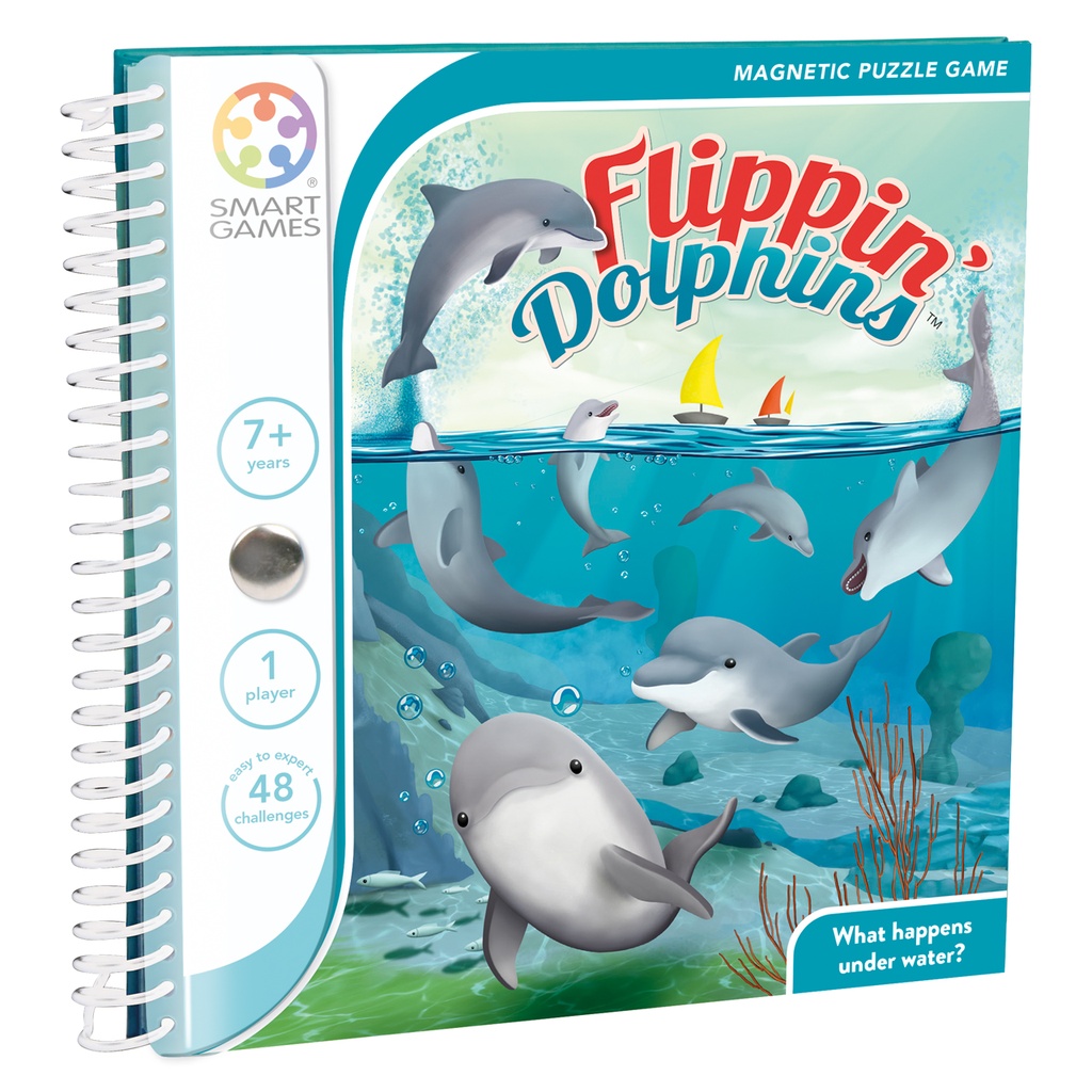 SmartGames Flippin’ Dolphins Magnetic Travel Game with 48 Challenges for Ages 7+