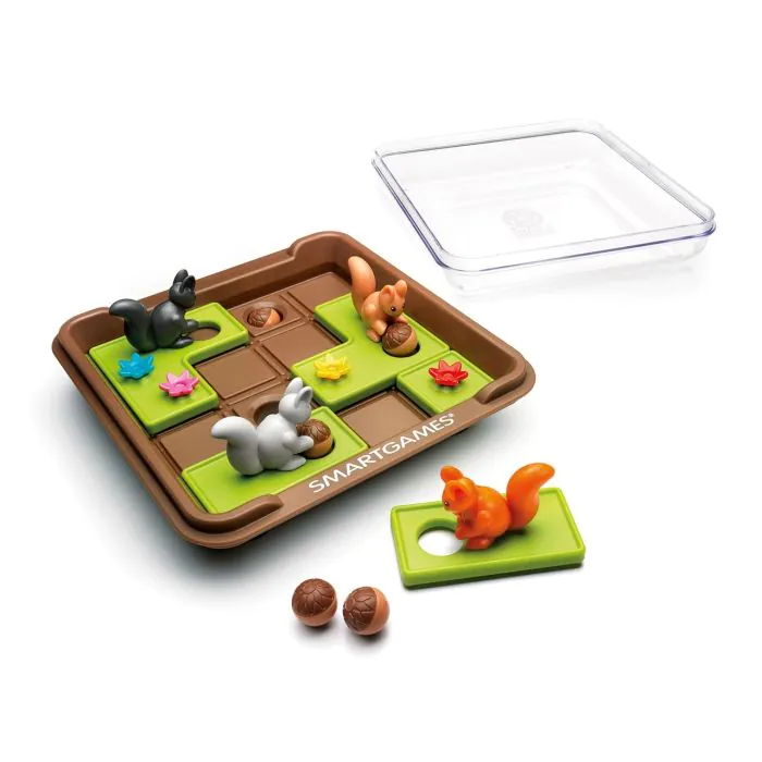 SmartGames Squirrels Go Nuts! Single Player Board Game with 60 Challenges for Ages 6