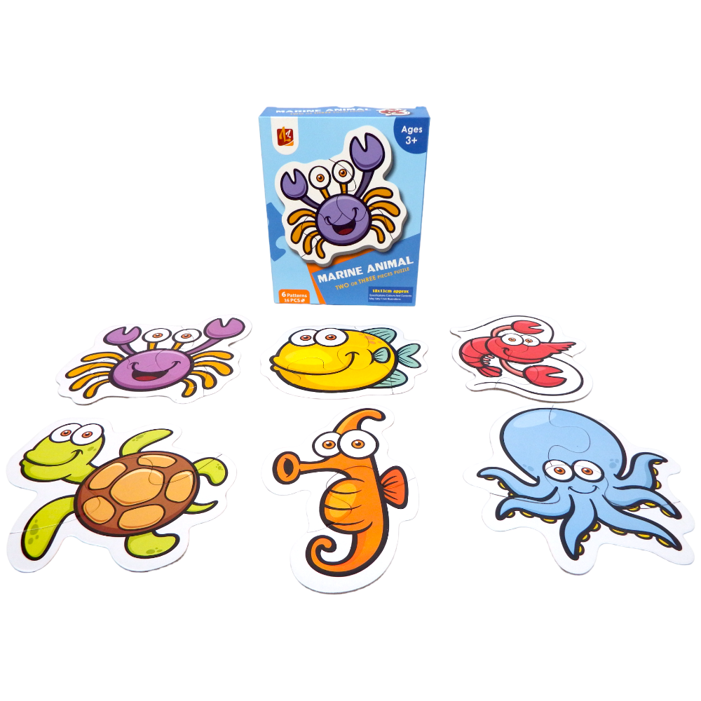 Puzzle Marine Animal Two or Three Pieces Puzzle 6 Patterns 16 pcs