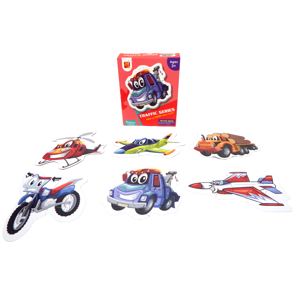 Puzzle Traffic Series Two or Three Pieces Puzzle 6 Patterns 18 pcs