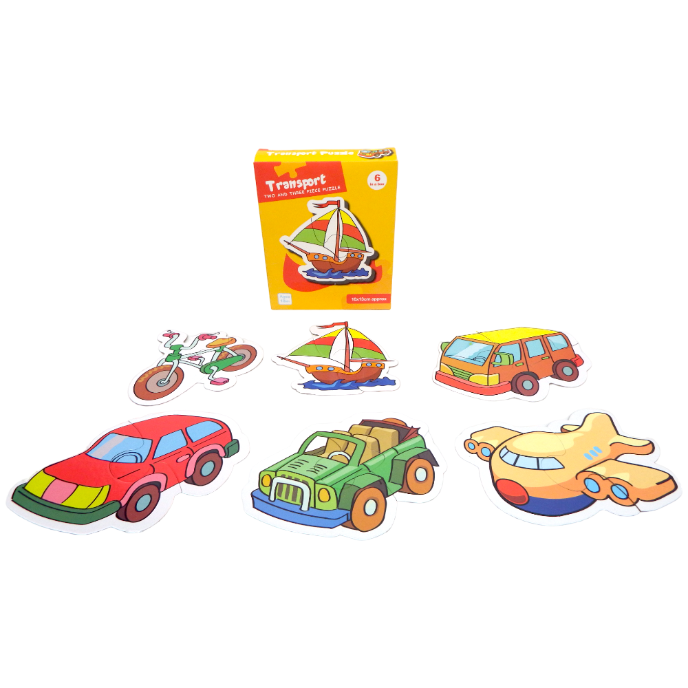 Puzzle Transport Two or Three Pieces Puzzle 6 Patterns 14 pcs